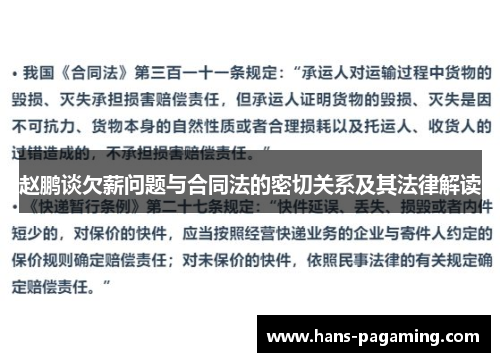 赵鹏谈欠薪问题与合同法的密切关系及其法律解读 赵鹏谈欠薪问题与合同法的密切关系及其法律解读